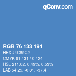 Farbcode: RGB 76 133 194 | qconv.com