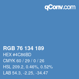 Color code: RGB 76 134 189 | qconv.com