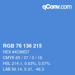 Color code: RGB 76 136 215 | qconv.com