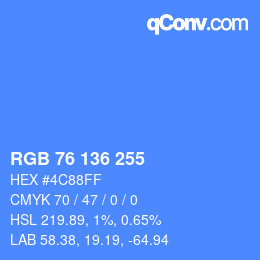 Color code: RGB 76 136 255 | qconv.com