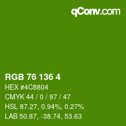 Color code: RGB 76 136 4 | qconv.com