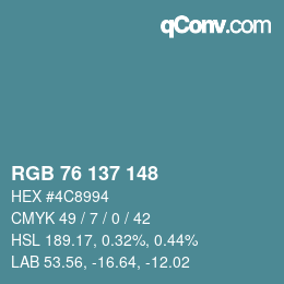 Color code: RGB 76 137 148 | qconv.com