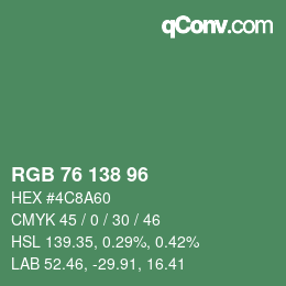 Color code: RGB 76 138 96 | qconv.com