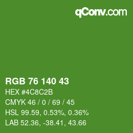 颜色代码: RGB 76 140 43 | qconv.com
