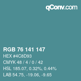 カラーコード: RGB 76 141 147 | qconv.com