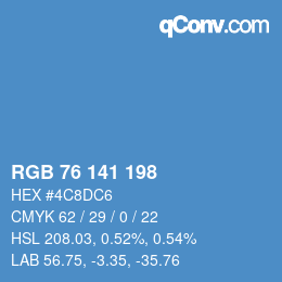 Farbcode: RGB 76 141 198 | qconv.com
