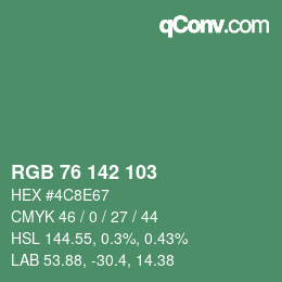 カラーコード: RGB 76 142 103 | qconv.com