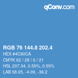 カラーコード: RGB 76 144.8 202.4 | qconv.com