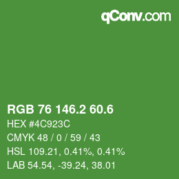 カラーコード: RGB 76 146.2 60.6 | qconv.com