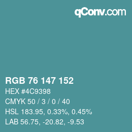 Color code: RGB 76 147 152 | qconv.com