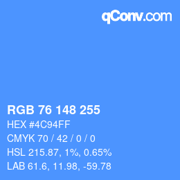 Farbcode: RGB 76 148 255 | qconv.com