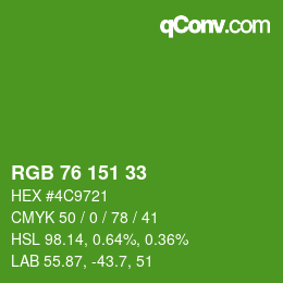 Farbcode: RGB 76 151 33 | qconv.com