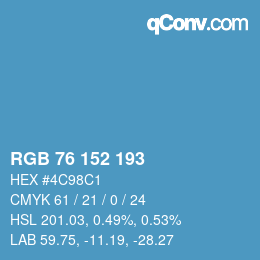 カラーコード: RGB 76 152 193 | qconv.com