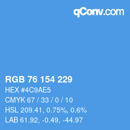 Color code: RGB 76 154 229 | qconv.com