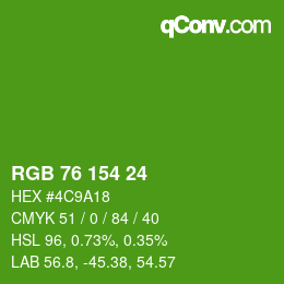 Color code: RGB 76 154 24 | qconv.com