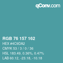 Color code: RGB 76 157 162 | qconv.com