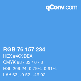 カラーコード: RGB 76 157 234 | qconv.com