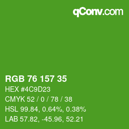 Color code: RGB 76 157 35 | qconv.com
