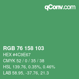 カラーコード: RGB 76 158 103 | qconv.com