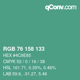 Color code: RGB 76 158 133 | qconv.com