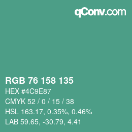 Color code: RGB 76 158 135 | qconv.com