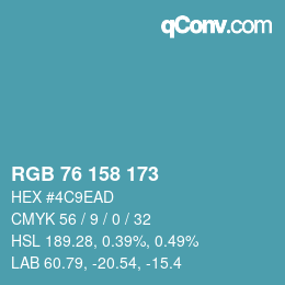 Color code: RGB 76 158 173 | qconv.com