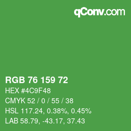 Code couleur: RGB 76 159 72 | qconv.com