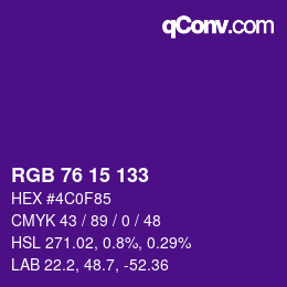 Color code: RGB 76 15 133 | qconv.com