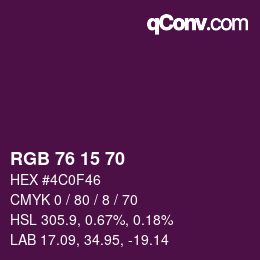 カラーコード: RGB 76 15 70 | qconv.com