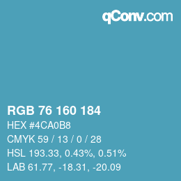 Color code: RGB 76 160 184 | qconv.com