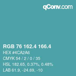 カラーコード: RGB 76 162.4 166.4 | qconv.com