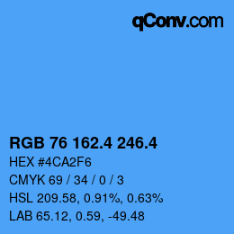 カラーコード: RGB 76 162.4 246.4 | qconv.com