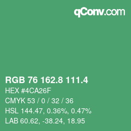 カラーコード: RGB 76 162.8 111.4 | qconv.com