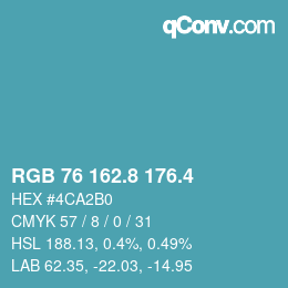 カラーコード: RGB 76 162.8 176.4 | qconv.com