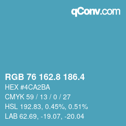 カラーコード: RGB 76 162.8 186.4 | qconv.com