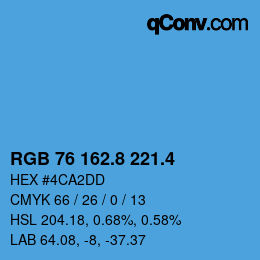 カラーコード: RGB 76 162.8 221.4 | qconv.com