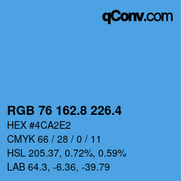カラーコード: RGB 76 162.8 226.4 | qconv.com