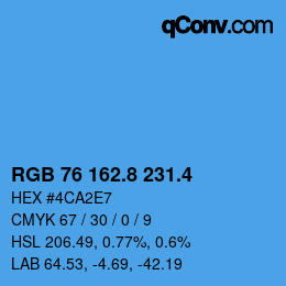 カラーコード: RGB 76 162.8 231.4 | qconv.com