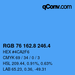 カラーコード: RGB 76 162.8 246.4 | qconv.com
