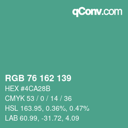 Color code: RGB 76 162 139 | qconv.com