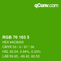 Color code: RGB 76 163 5 | qconv.com