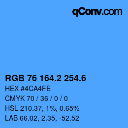 カラーコード: RGB 76 164.2 254.6 | qconv.com