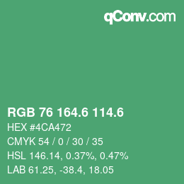 カラーコード: RGB 76 164.6 114.6 | qconv.com