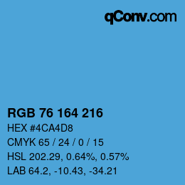 颜色代码: RGB 76 164 216 | qconv.com