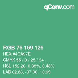 Farbcode: RGB 76 169 126 | qconv.com