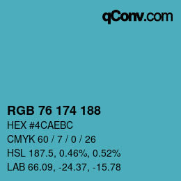 Color code: RGB 76 174 188 | qconv.com