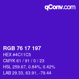 Color code: RGB 76 17 197 | qconv.com