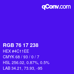 Color code: RGB 76 17 238 | qconv.com