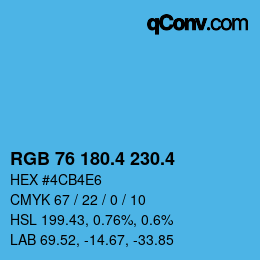 カラーコード: RGB 76 180.4 230.4 | qconv.com