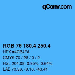 カラーコード: RGB 76 180.4 250.4 | qconv.com